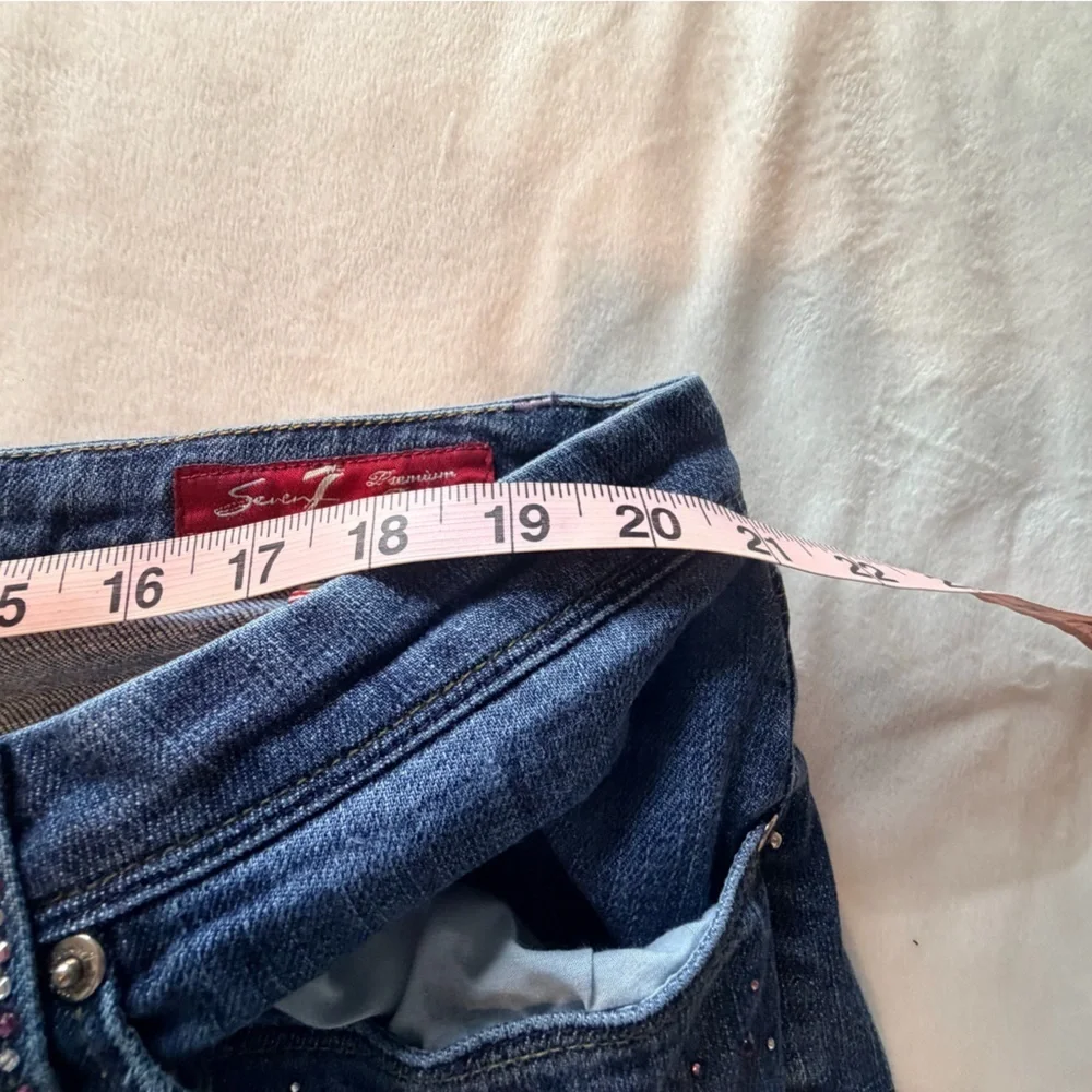 Seven7 Denim Rhinestone Embellished Jeans Women’s Size 24 Stretch Blue Plus Size